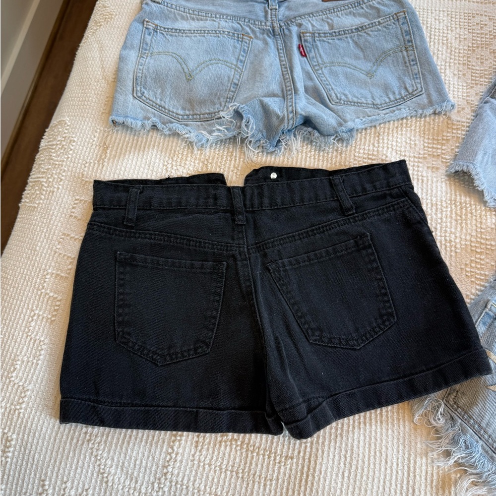 Stylish Black and Distressed Denim Shorts Set - Picture 5 of 12